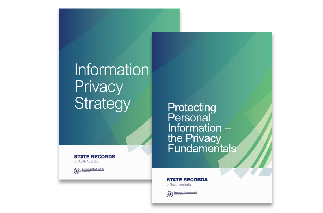 A picture of the front covers of the Information Privacy Strategy and Fundamentals documents